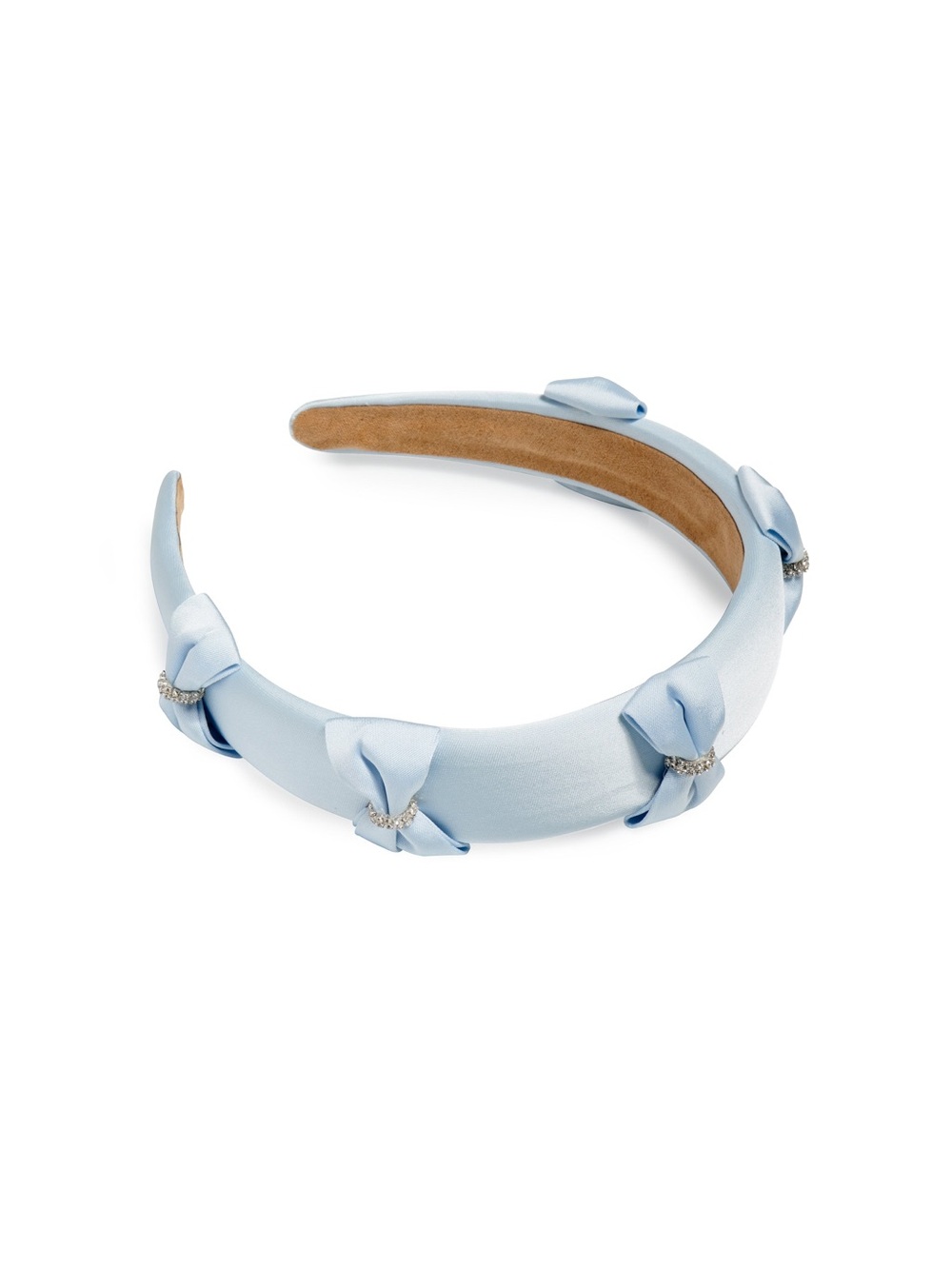 Shiraleah Blue Satin Headband with Rhinestone Bow Trim NEW NWT